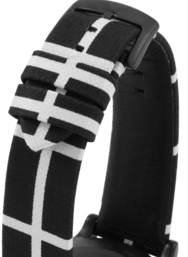 Emporio Armani Luigi AR1860 black and white striped canvas strap with stainless steel buckle