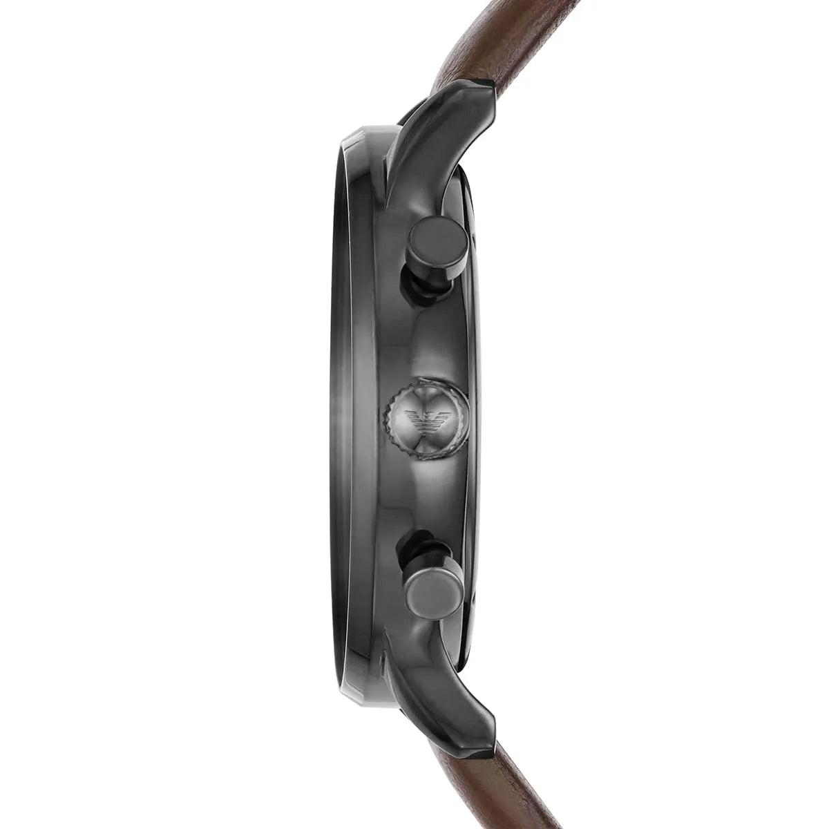 Side profile of AR1932 chronograph watch showing case thickness and pushers