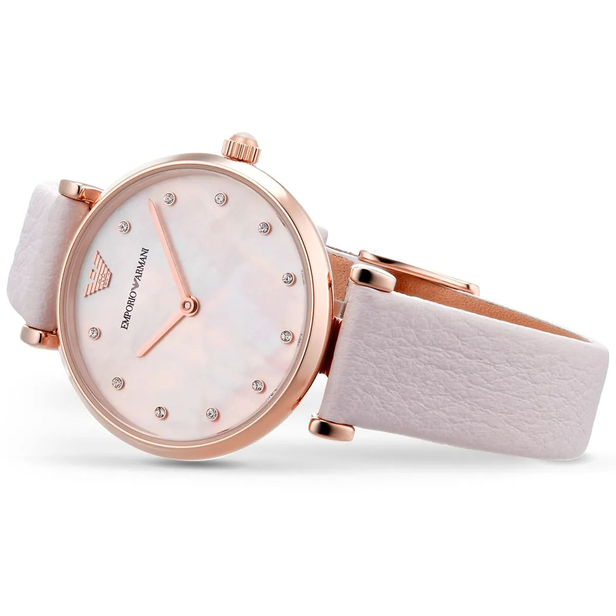 Emporio Armani AR1958 Retro Rose Gold Tone Pink MOP Dial Leather Womens Watch AR1958 - Image 8