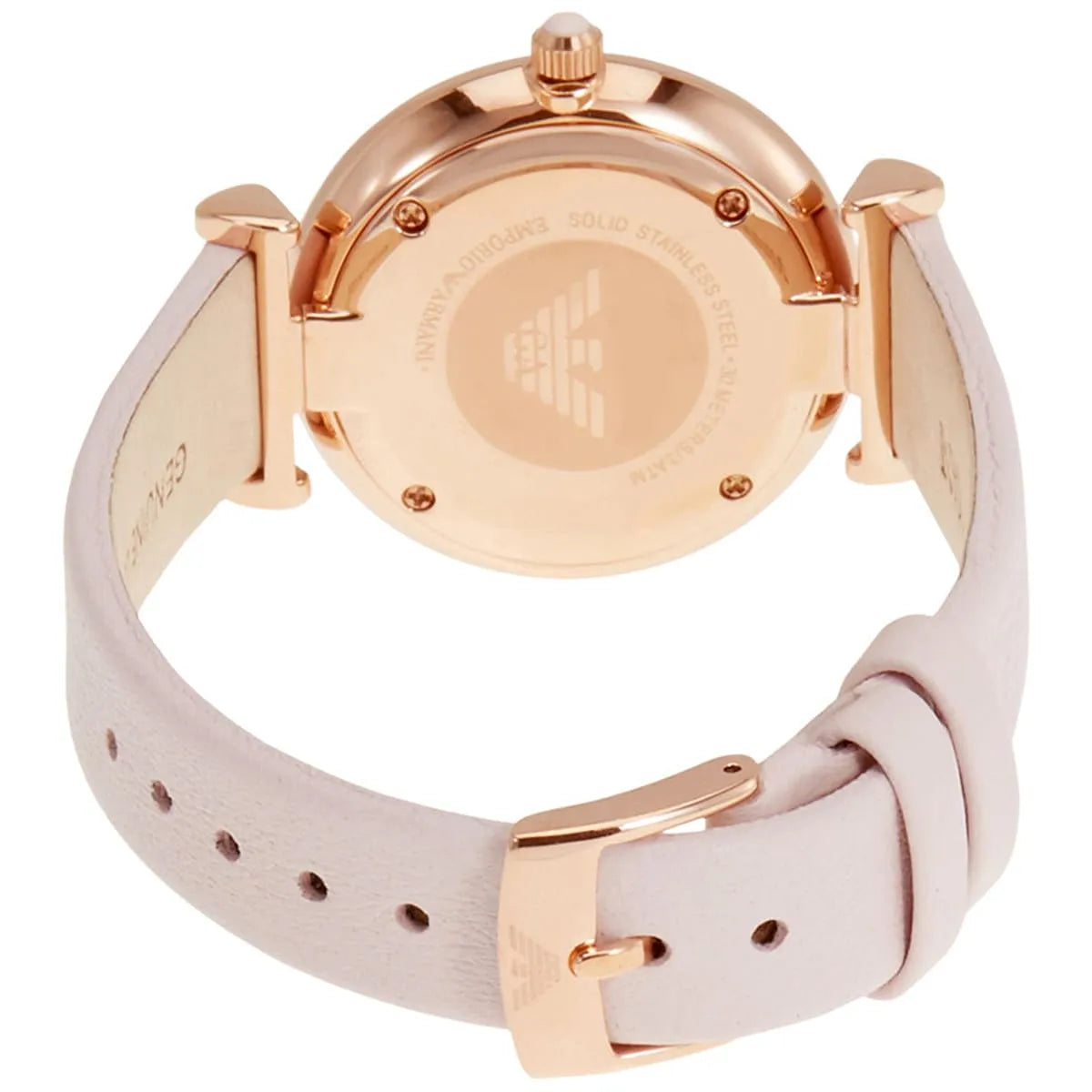 Emporio Armani AR1958 Retro Rose Gold Tone Pink MOP Dial Leather Womens Watch AR1958 - Image 9