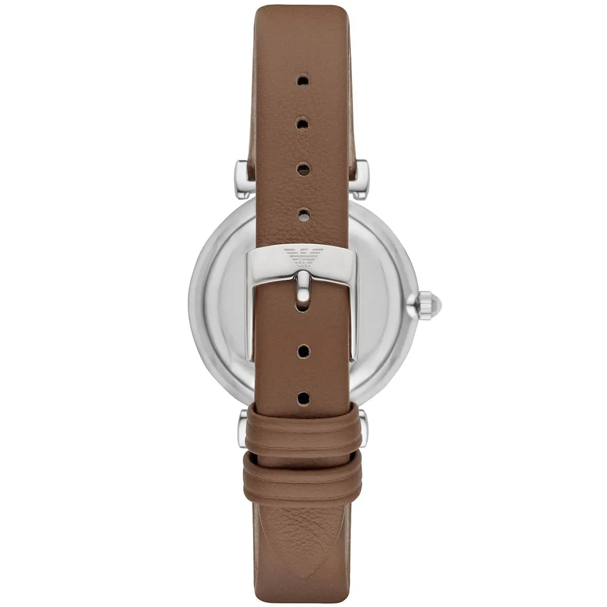 Emporio Armani AR1988 brown leather strap with silver-tone buckle and adjustment holes