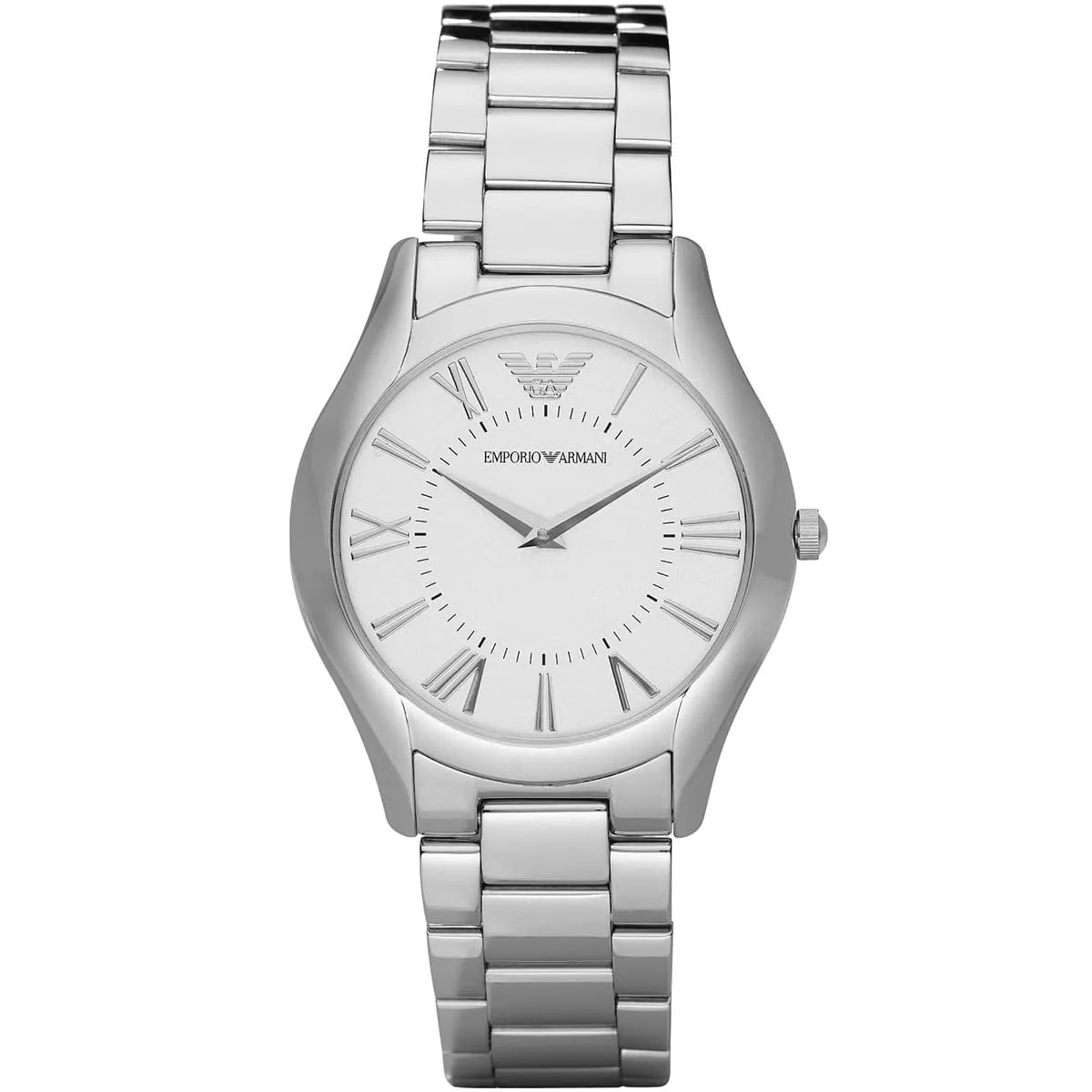 Emporio Armani Valente Slim AR2056 ladies watch with silver dial and stainless steel bracelet