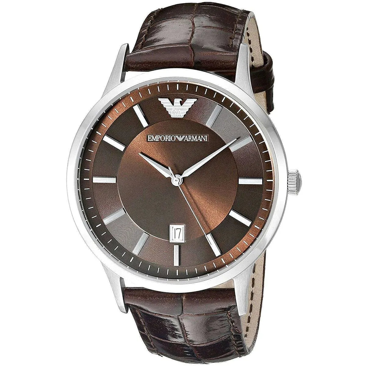 Emporio Armani Renato AR2413 watch with brown dial and brown leather strap