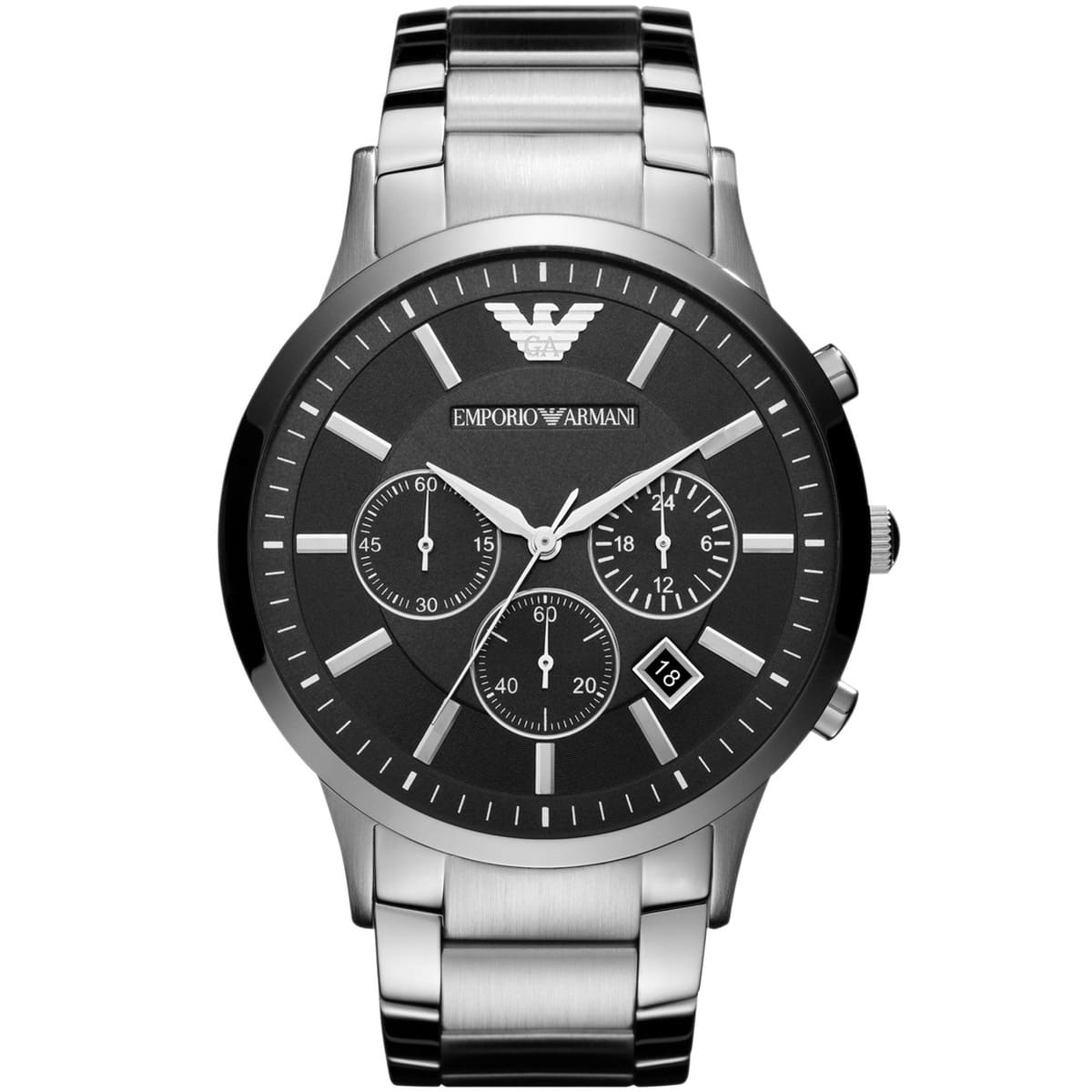 Emporio Armani Sportivo Chronograph Black Dial Steel Watch AR2460