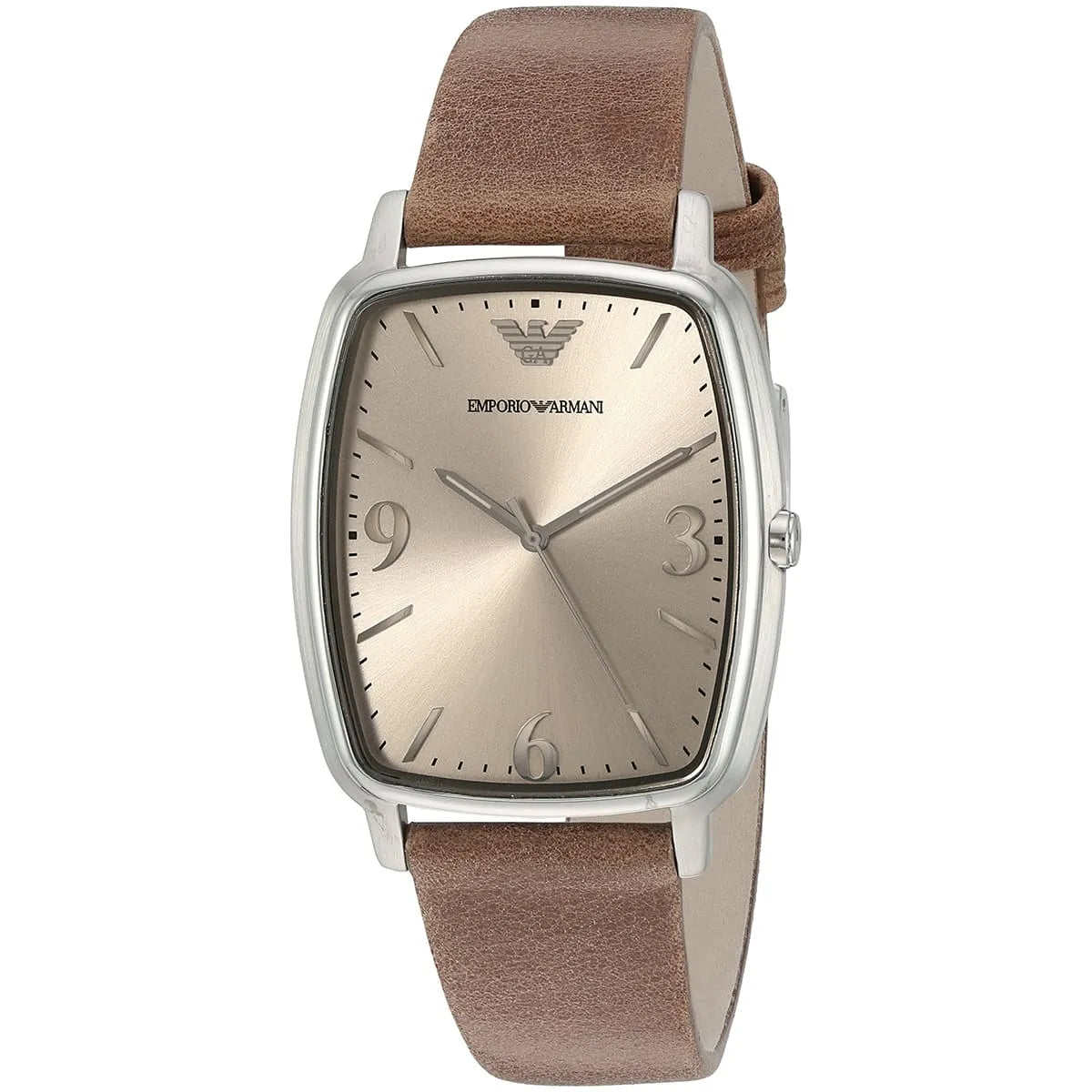 Emporio Armani Epsilon quartz watch with brown dial and brown leather strap