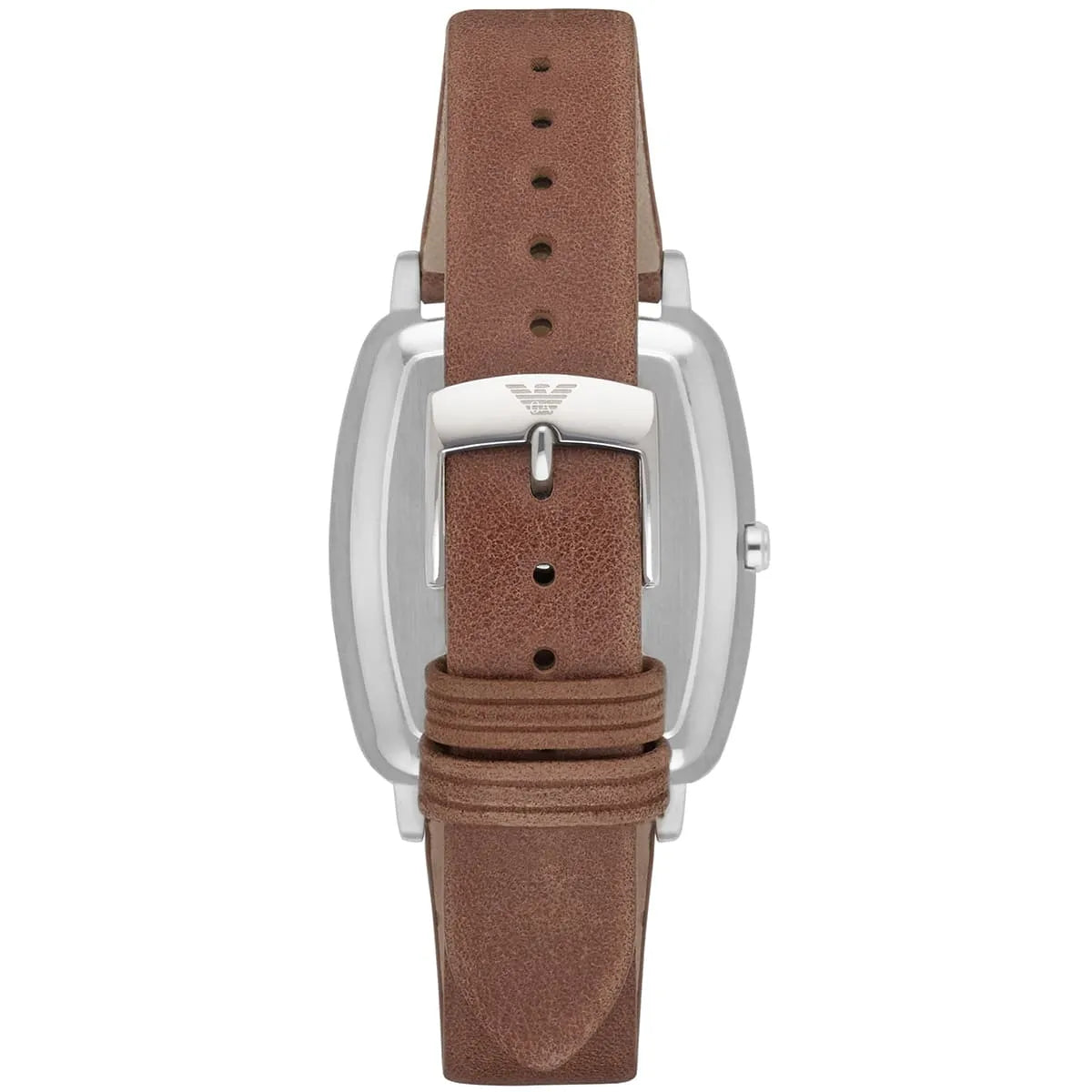 Brown leather strap with buckle and adjustment holes on Epsilon watch