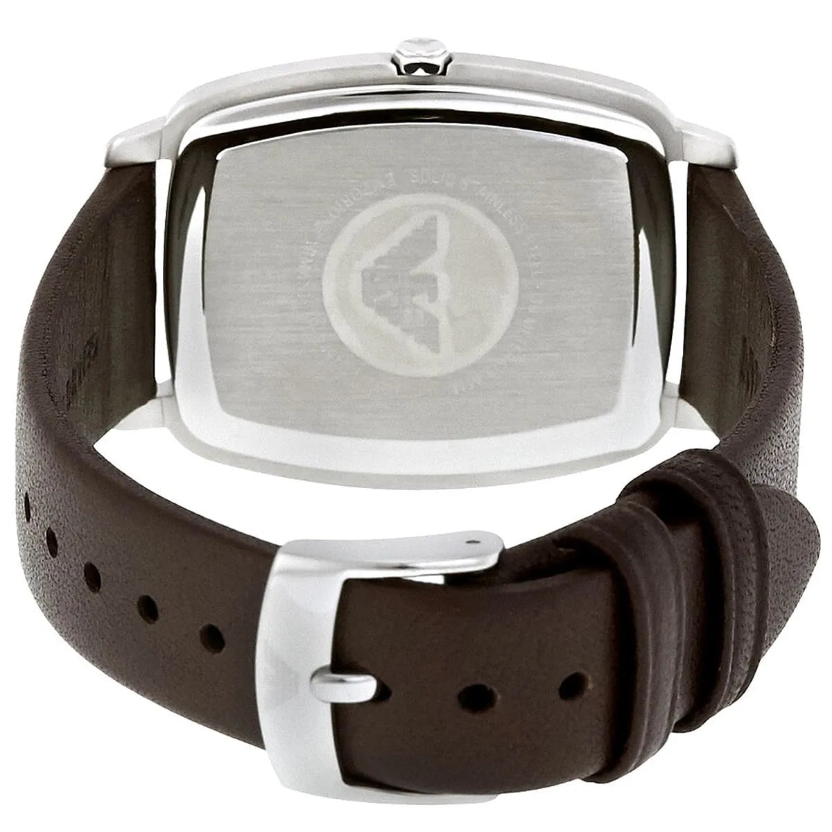 Emporio Armani AR2491 watch caseback showing stainless steel and Eagle logo