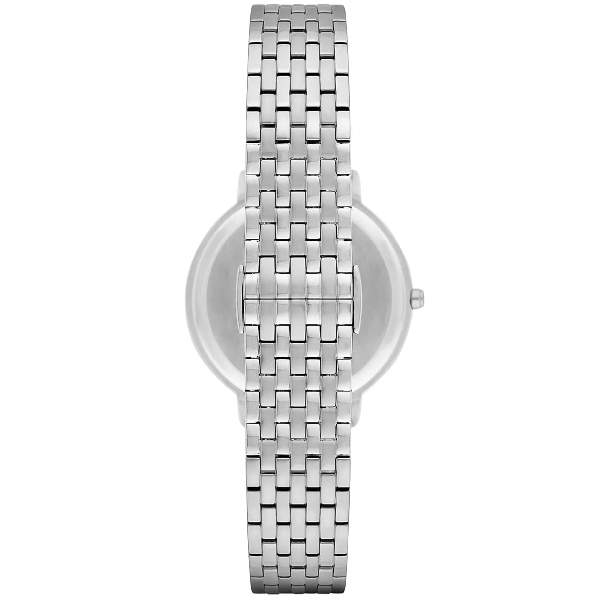 Emporio Armani Kappa women's watch side view showing stainless steel case and bracelet