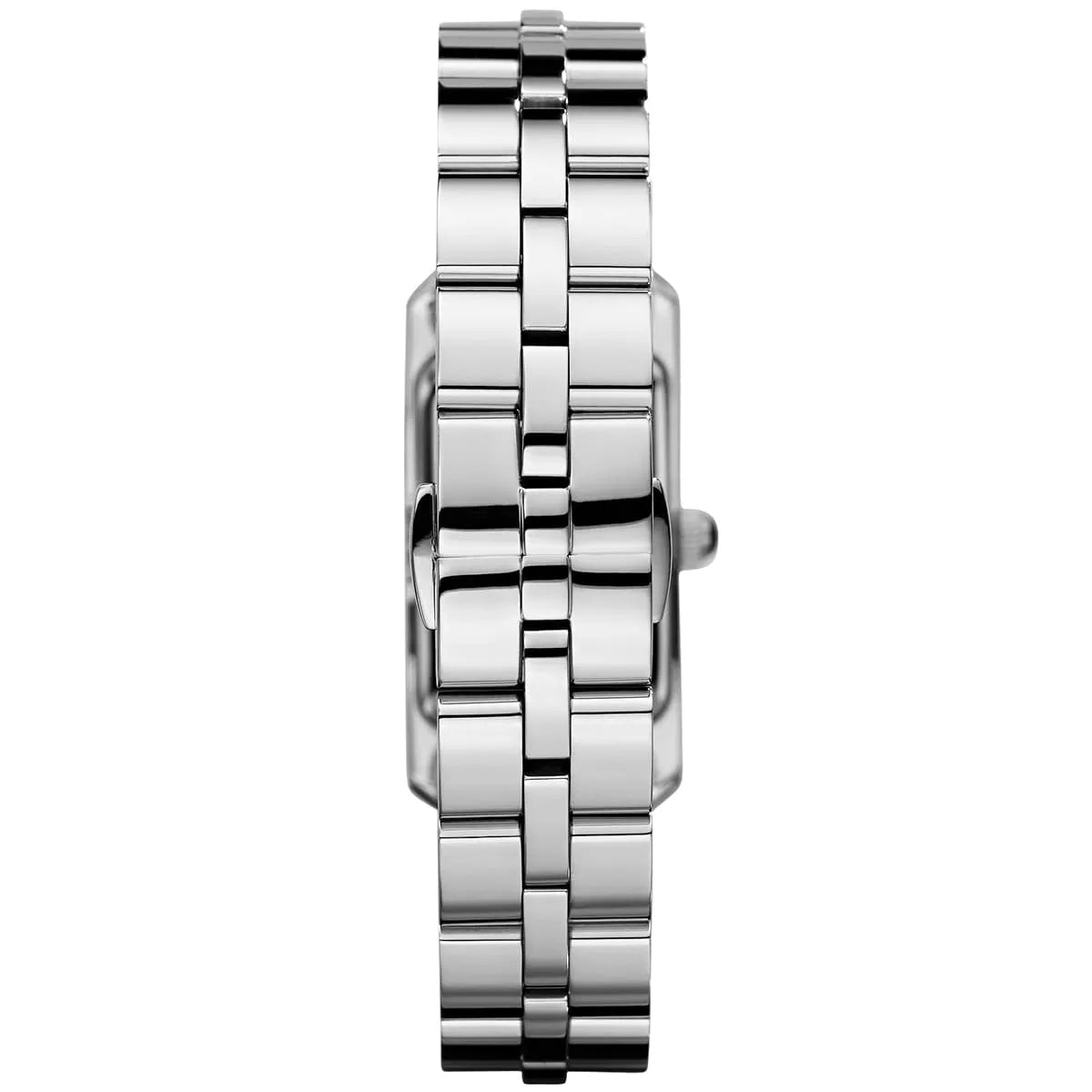 Stainless steel bracelet strap with polished and brushed link design
