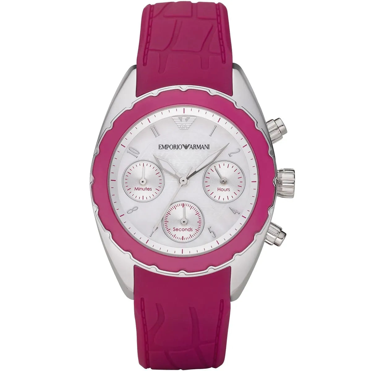 Emporio Armani Sport Chronograph Hot Pink Silicone Strap Women's Watch - AR5937
