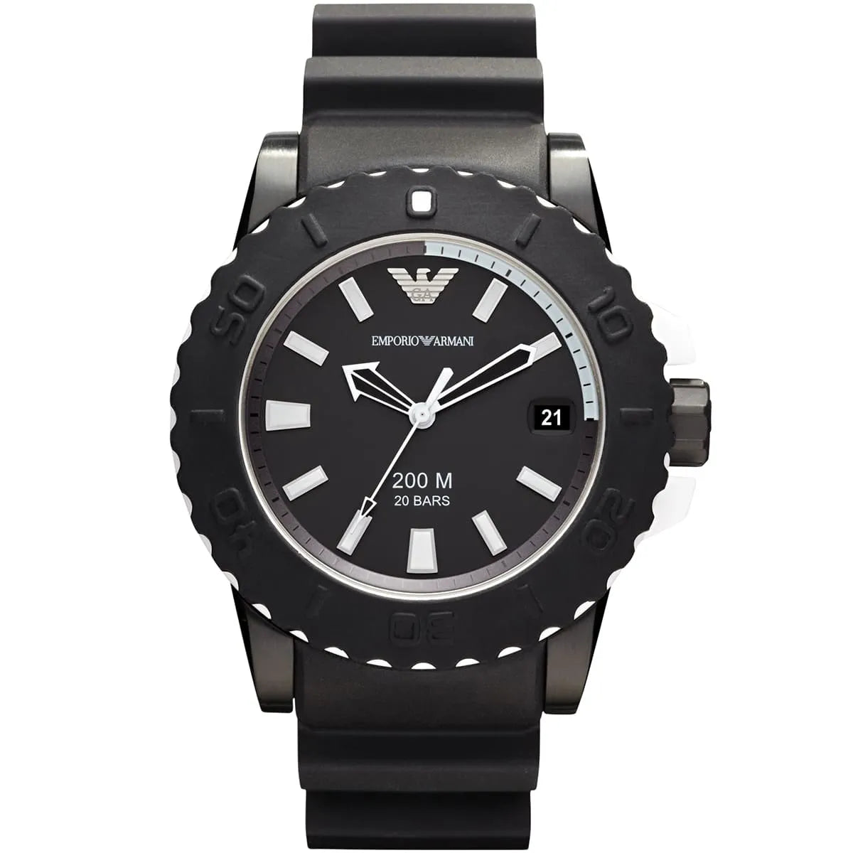 Emporio Armani Sportivo AR5965 black dial black silicone strap quartz men's watch
