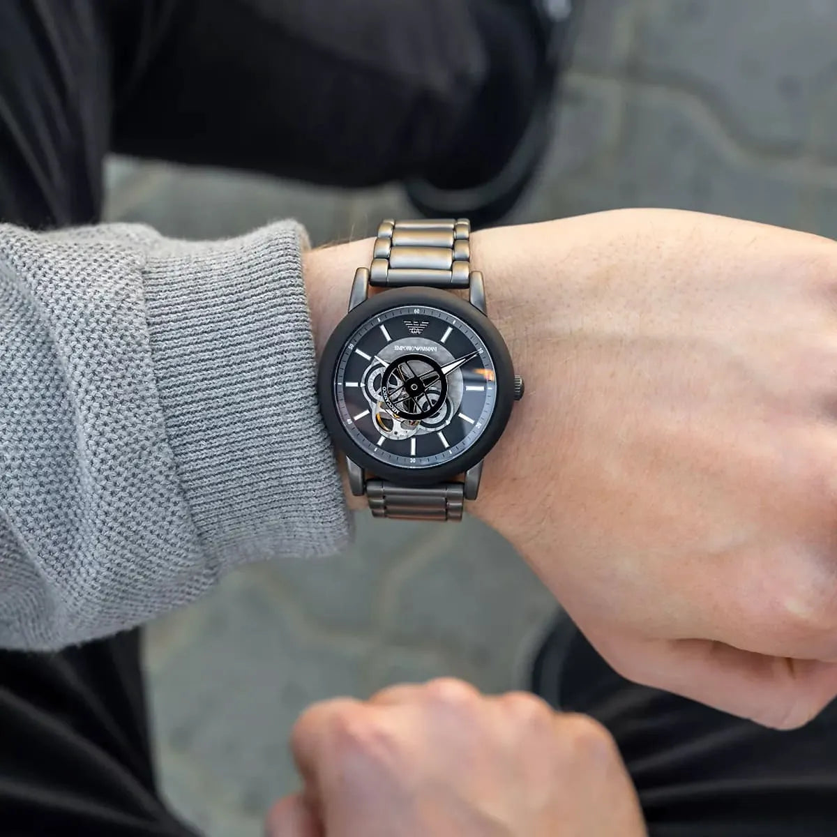 Emporio Armani Luigi Meccanico Automatic Matte Gunmetal Men's Watch - AR60010