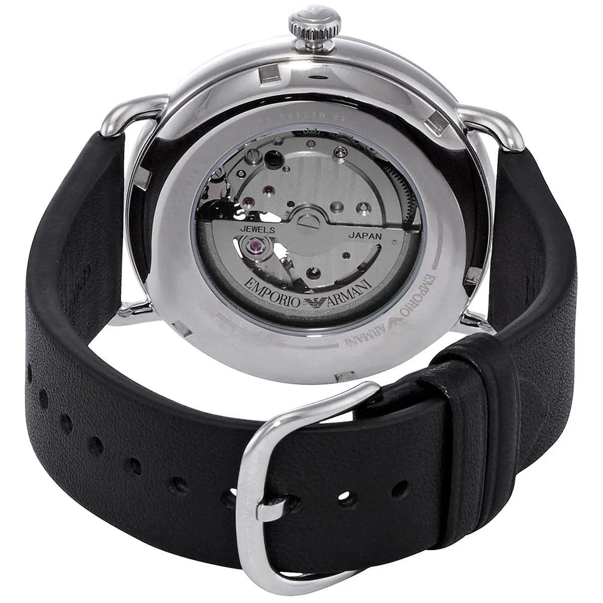 Emporio Armani Meccanico automatic movement visible through transparent caseback