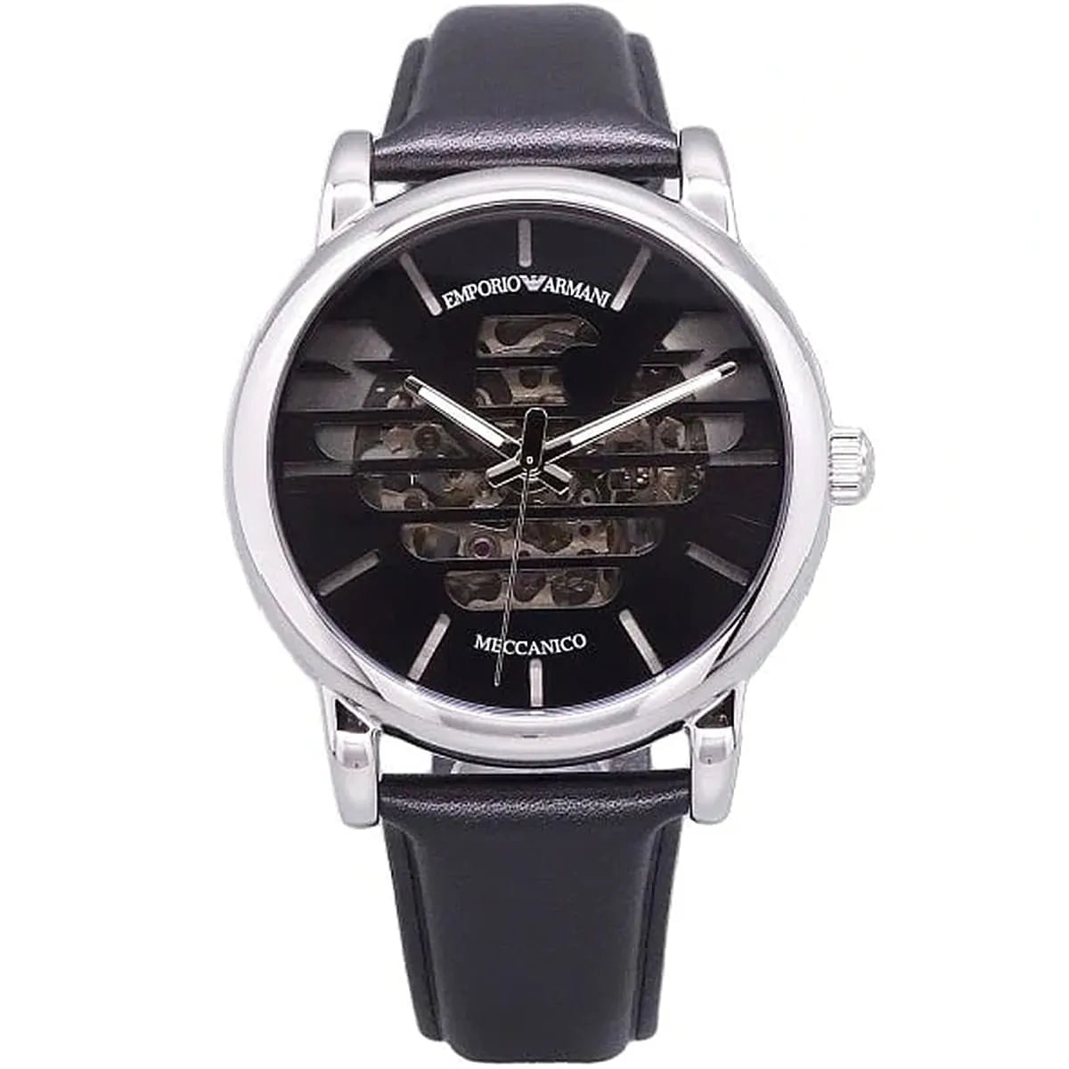 Emporio Armani Luigi Meccanico Automatic Black Genuine Leather Watch - AR60040