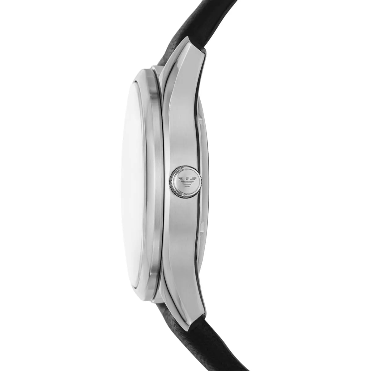 Emporio Armani AR60077 watch from side showing case and crown detail