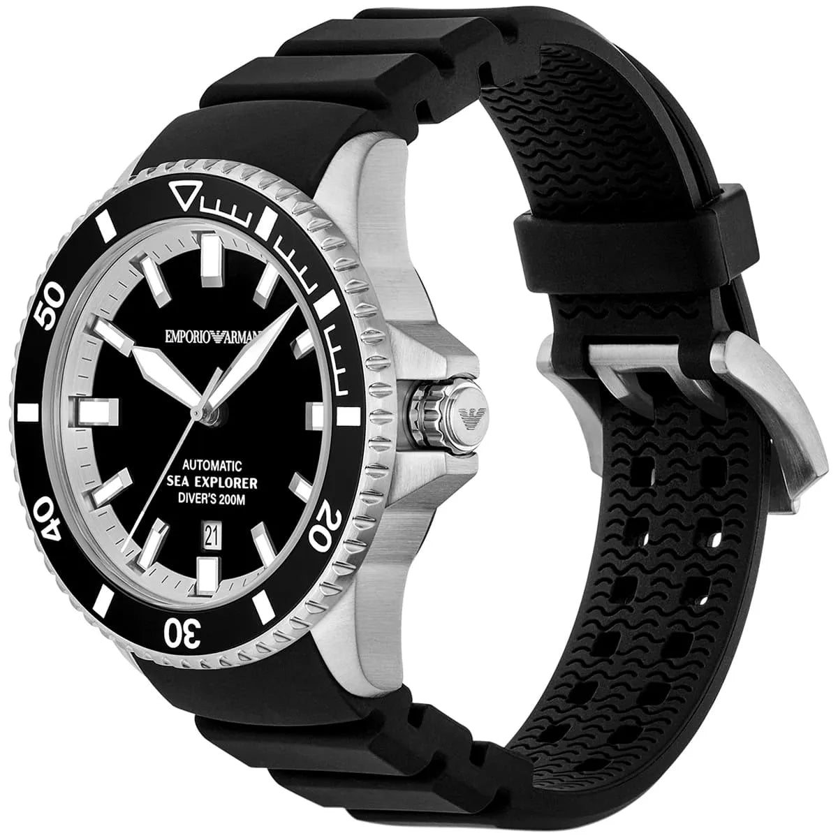 Emporio Armani Sea Explorer Black Dial Black Silicone Strap Watch for Men - AR60086 AR60086 - Image 2
