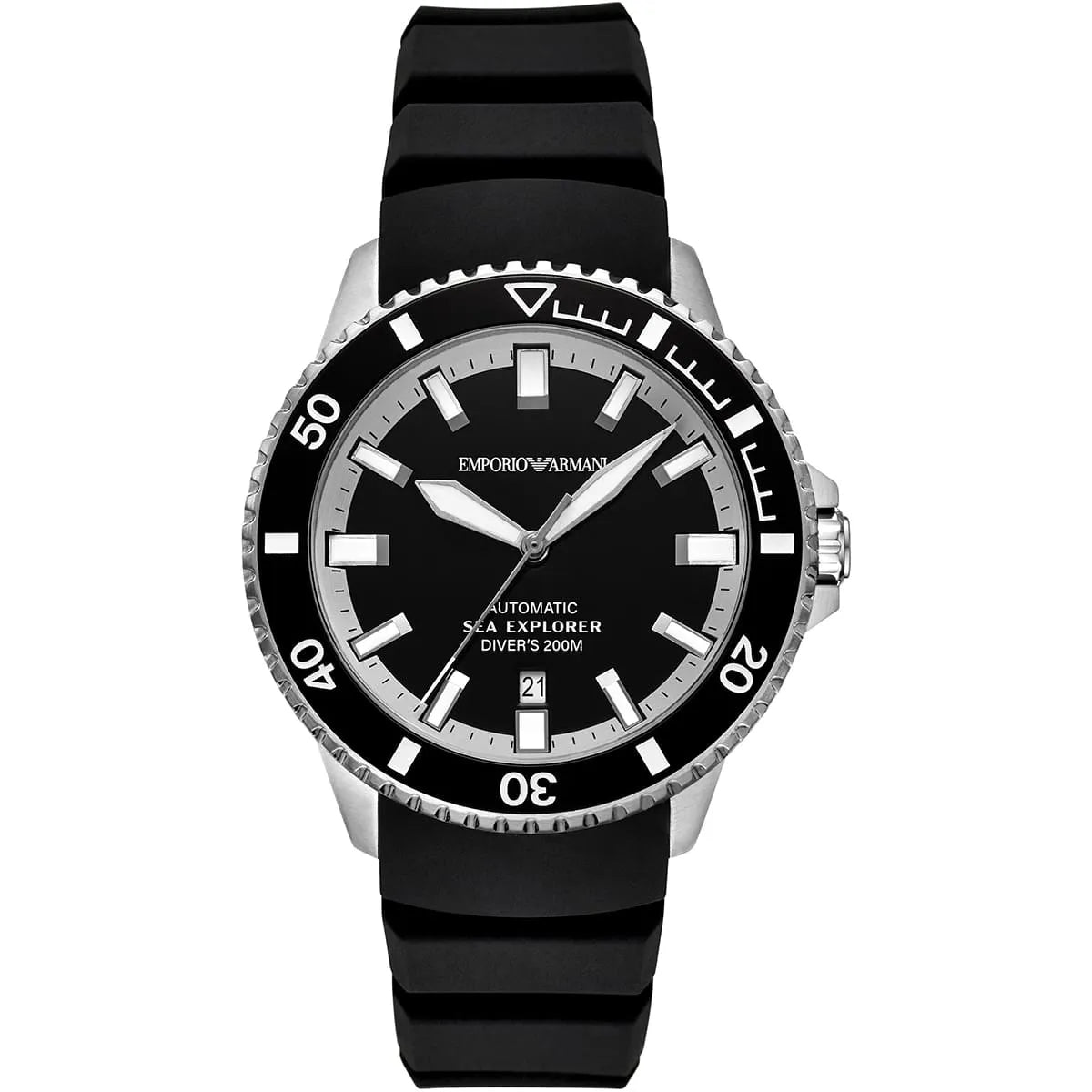 Emporio Armani Sea Explorer Black Dial Black Silicone Strap Watch for Men - AR60086 AR60086 - Image 1