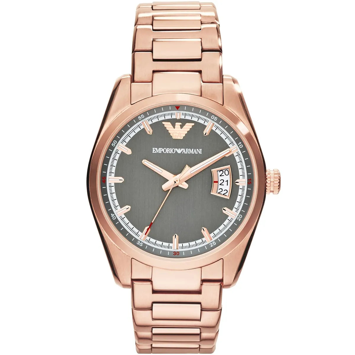 Emporio Armani New Tazio Medium AR6020 rose gold watch with gray dial and date window