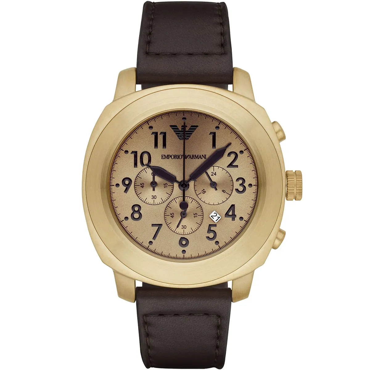 Emporio Armani AR6062 Sportivo Beige Dial Leather Strap Chronograph Men's Watch AR6062 - Image 1
