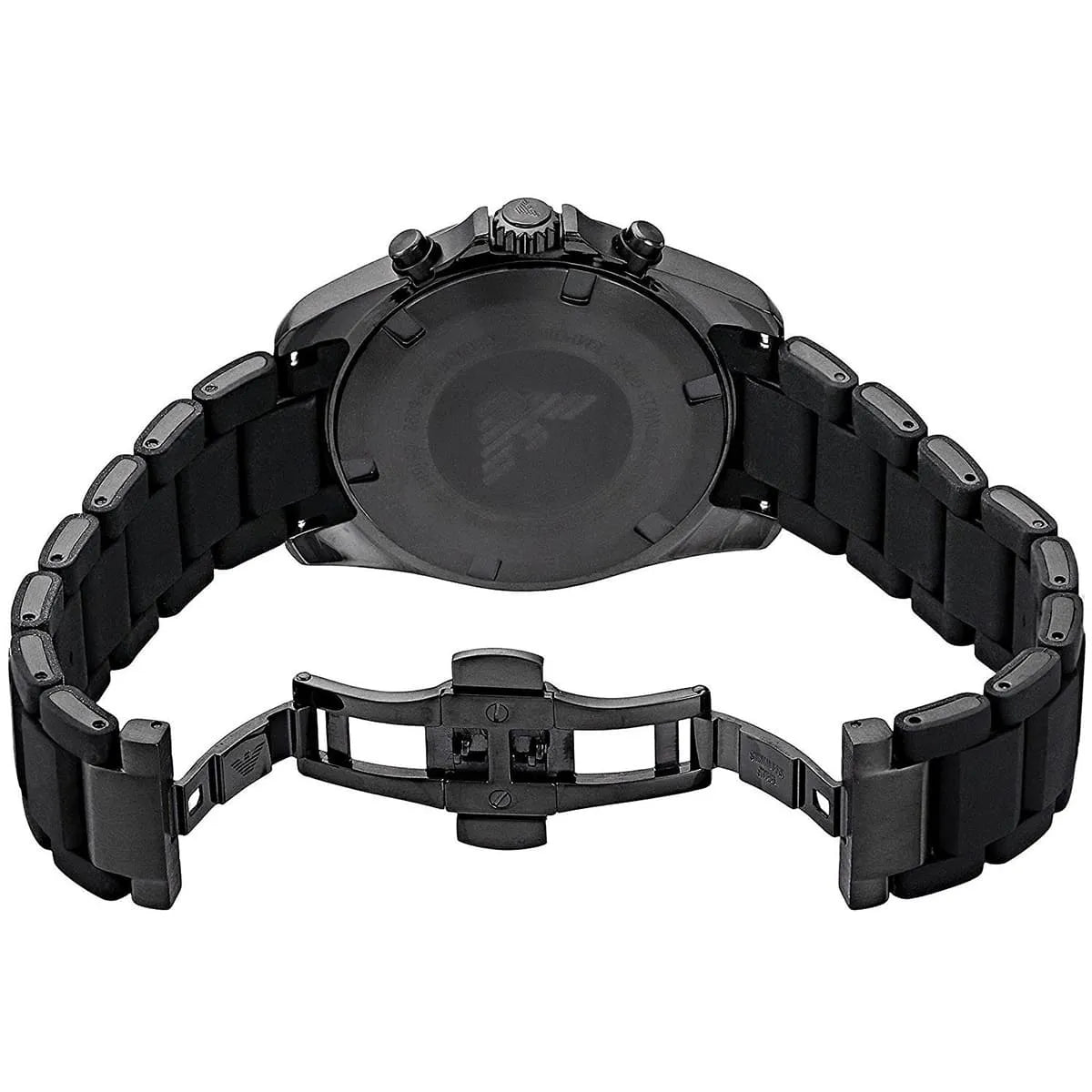 Back view of Sigma chronograph watch case showing pushers and crown