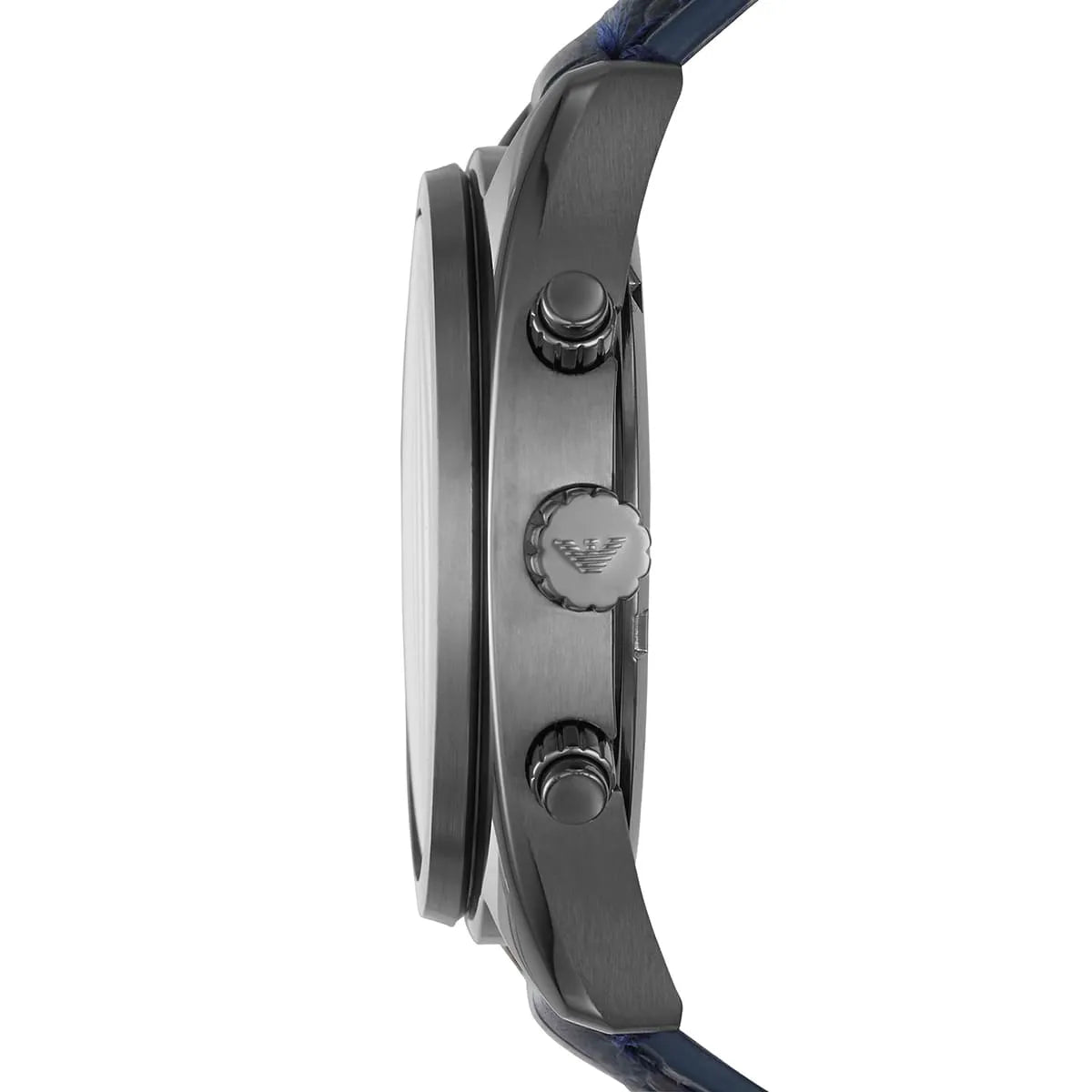 AR6126 watch side profile showing stainless steel case and chronograph pushers