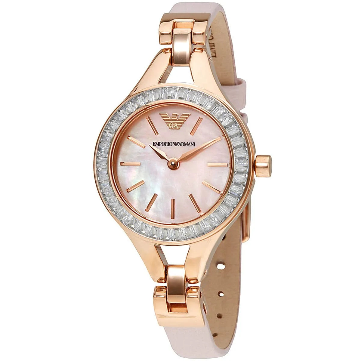 Emporio Armani Chiara AR7413 rose gold ladies watch with pink dial and crystal bezel