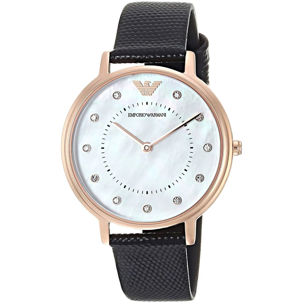Emporio Armani AR80011 ladies watch with white mother of pearl dial and rose gold case