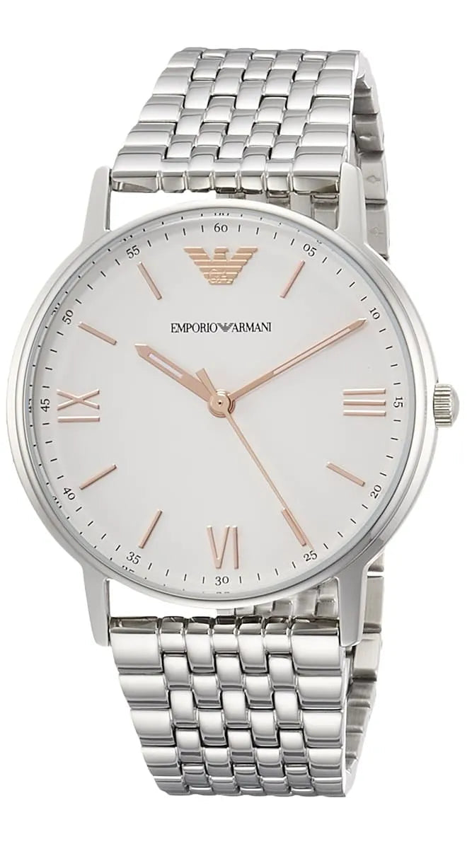 Emporio Armani Kappa White Dial Silver Men's Watch - AR80014