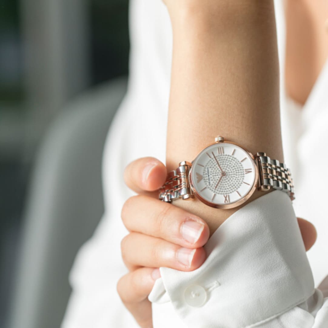 Emporio Armani Gianni T Bar White Dial Two Tone Steel Strap Watch For Women - AR80035 AR80035 - Image 7