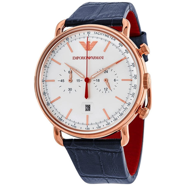 Emporio Armani Aviator Chronograph Quartz Silver Dial Men's Watch AR11123 - The Watches Men & CO