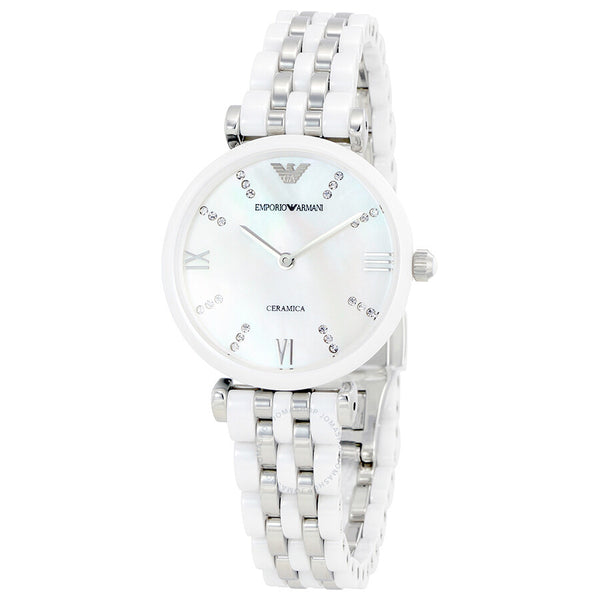 Armani Ceramica Mother of Pearl Dial Ladies Watch AR1488 - The Watches Men & Co