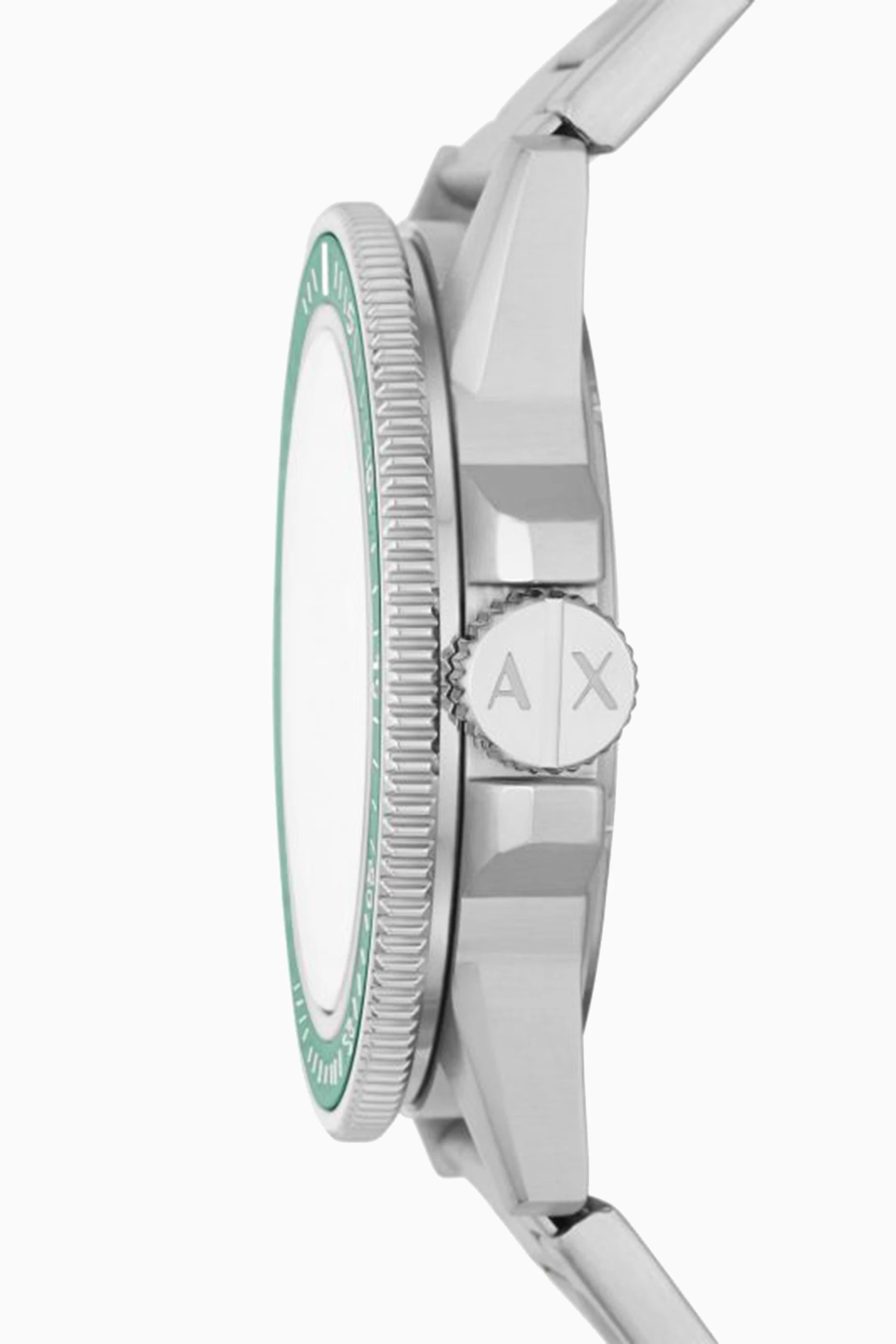 Armani Exchange Leonardo AX1860 side profile showing case thickness and rotating bezel