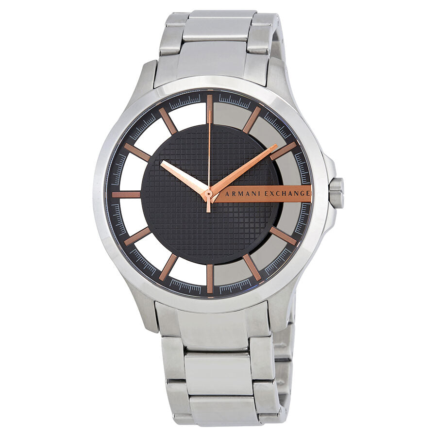 Armani Exchange AX2199 grey dial stainless steel men's watch with rose gold accents, front view