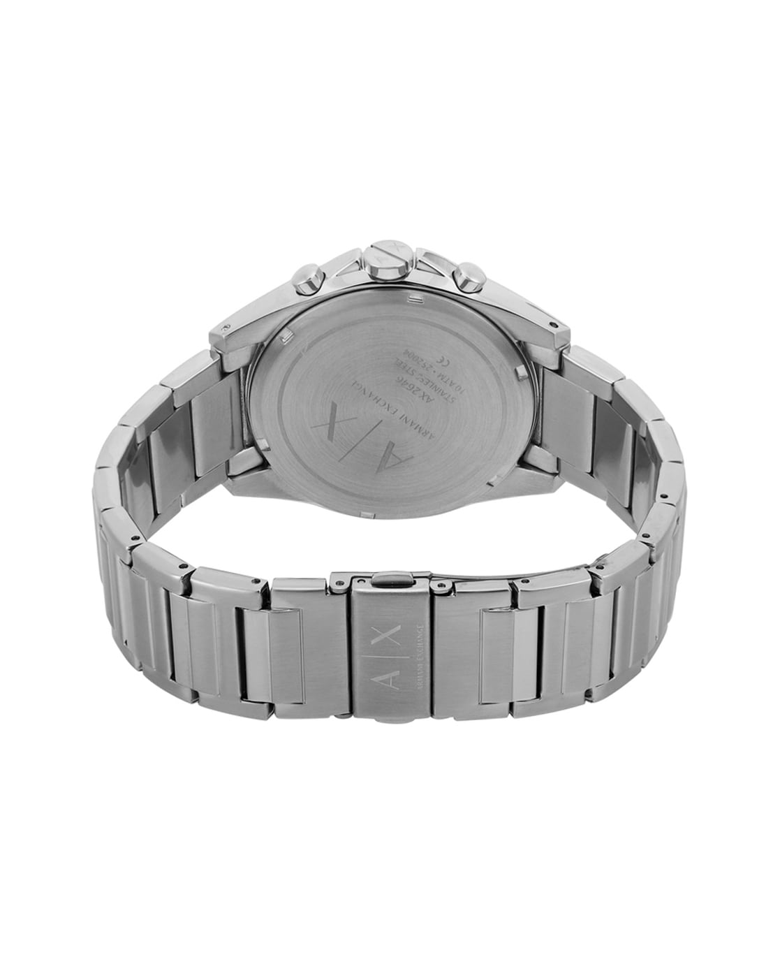 Stainless steel caseback of Armani Exchange Banks chronograph watch