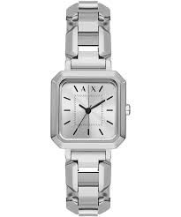 Armani Exchange Brooke silver ladies watch with square dial and silver bracelet