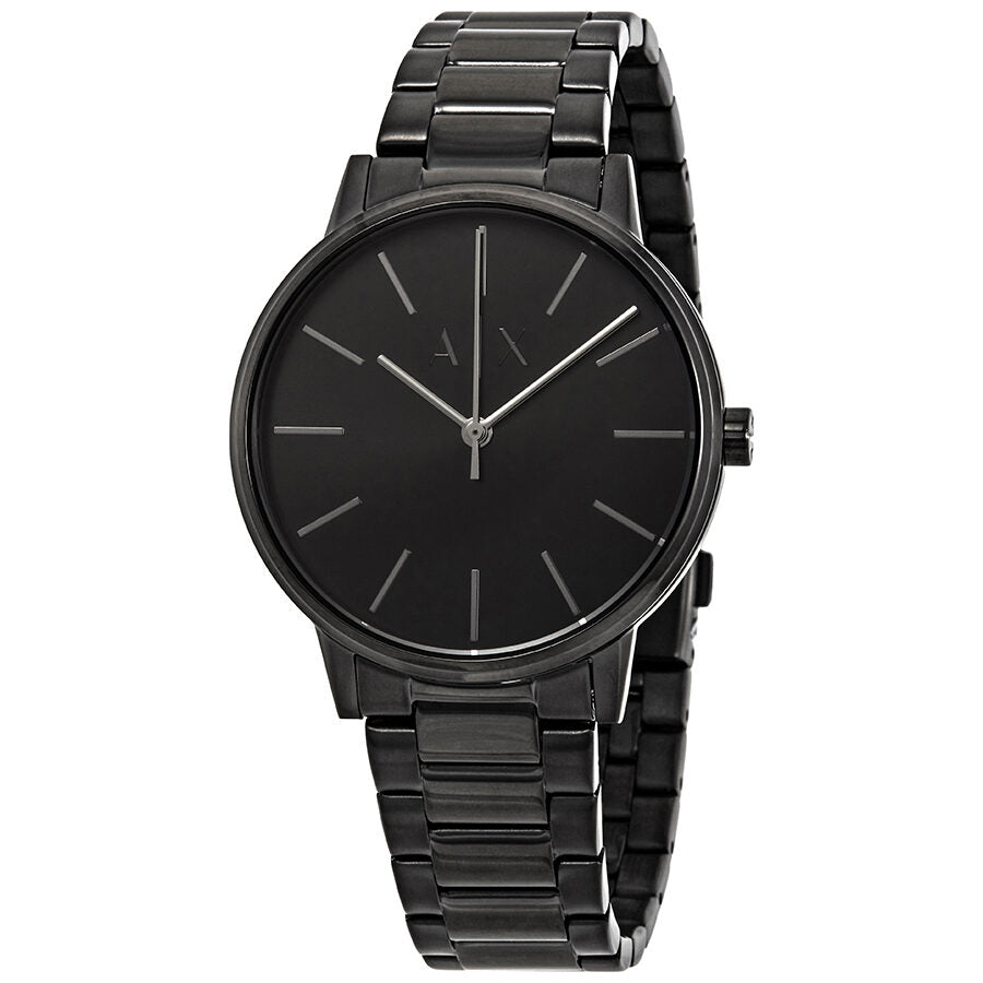 Armani Exchange Cayde men's watch with black dial and black stainless steel bracelet