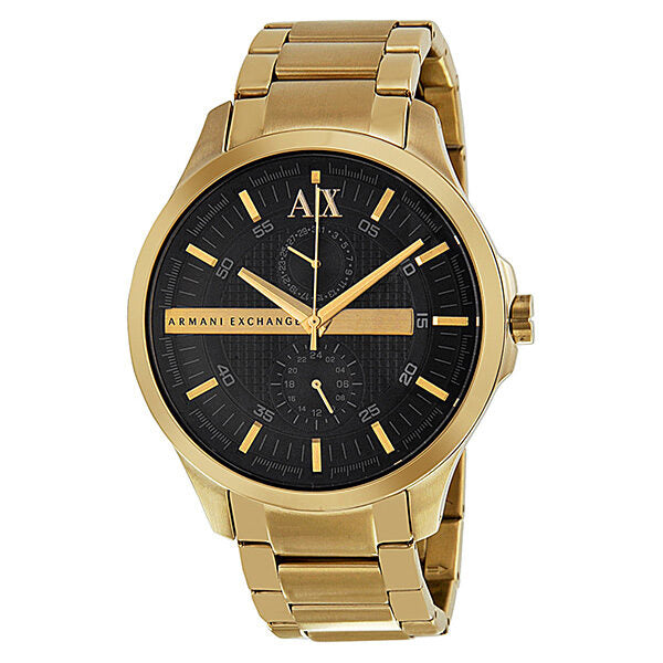 Armani Exchange Hampton AX2122 gold PVD watch with black dial and multifunction subdials