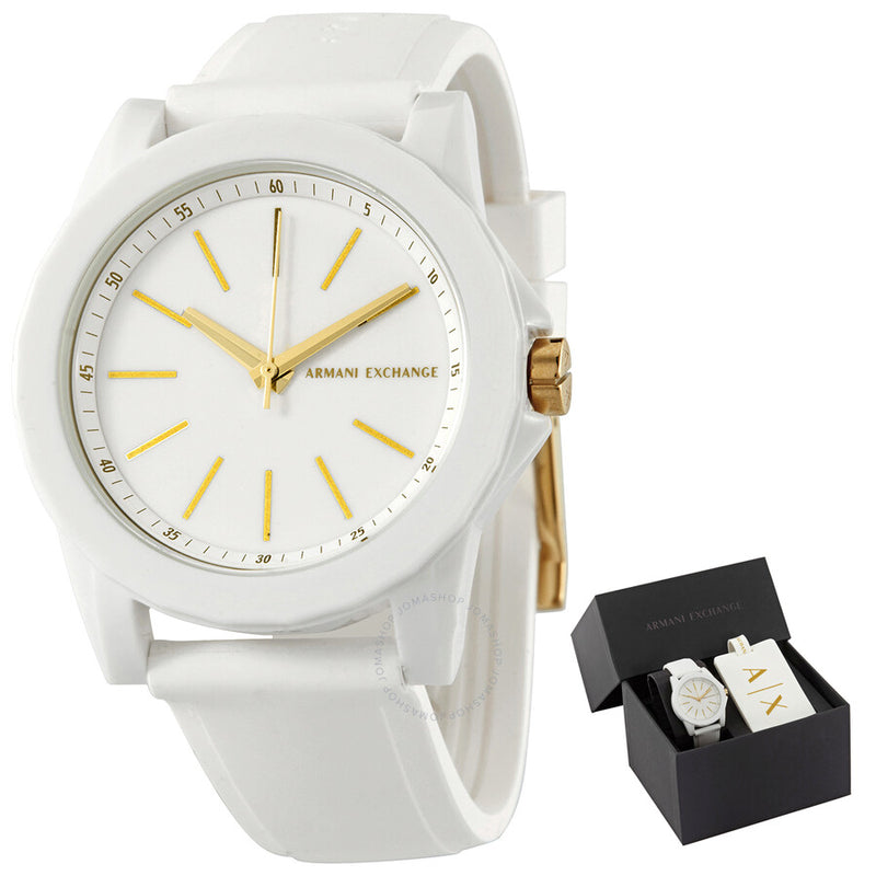 Armani Exchange Lady Banks Quartz White Dial Ladies Watch Set  AX7126 - The Watches Men & Co