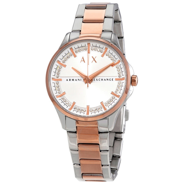 Armani Exchange Lady Hampton Quartz White Dial Two-tone Ladies Watch AX5258 - The Watches Men & Co