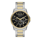 Armani Exchange Men’s Quartz Two Tone Stainless Steel Black Dial 44mm Watch AX7148 ax7148 - Image 1