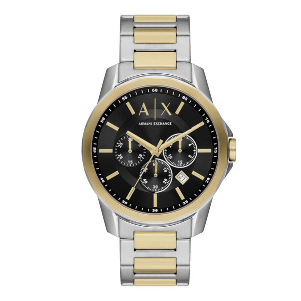 Armani Exchange Men’s Quartz Two Tone Stainless Steel Black Dial 44mm Watch AX7148 ax7148 - Image 1