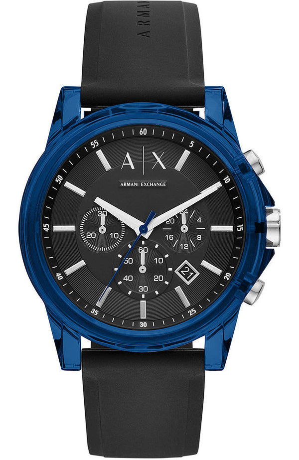 Armani Exchange Outerbanks Blue Silicon Strap Men's Watch  AX1339 - The Watches Men & CO
