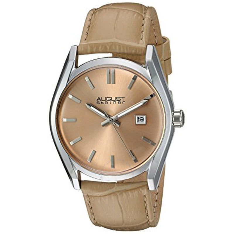 August Steiner Beige Dial Beige Leather Ladies Watch AS8221BG - The Watches Men & Co