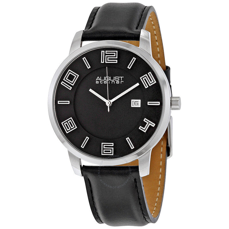 August Steiner Black Dial Black Leather Men's Watch AS8108BKS - The Watches Men & Co