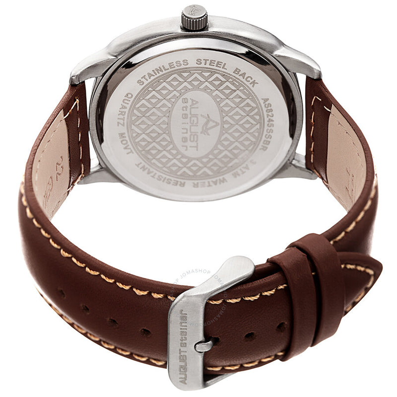 August Steiner Black Dial Brown Leather Men's Watch AS8245SSBR - The Watches Men & Co #3