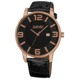August Steiner Black Dial Rose Gold-tone Metal Black Leather Men's Watch AS8055RG - The Watches Men & Co