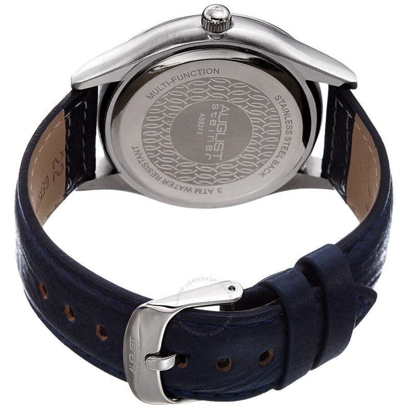 August Steiner Blue Dial Black Leather Men's Watch AS8243SSBU - The Watches Men & Co #4