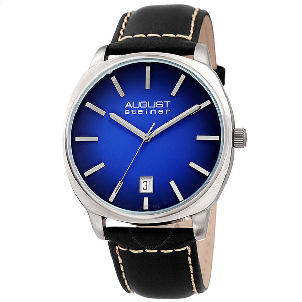August Steiner Blue Dial Black Leather Men's Watch AS8245BUBK - The Watches Men & Co