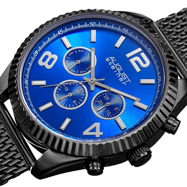 August Steiner Quartz Blue Dial Men's Watch AS8196BKBU - The Watches Men & Co #2