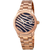 August Steiner Blue & Gold Zebra Pattern Dial Ladies Watch AS8276RGBU - The Watches Men & Co